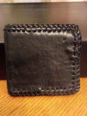 Handstitched Black Leather Bifold Wallet